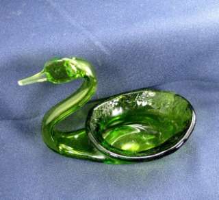 Kanawha Glass Green Swan Candy Dish  