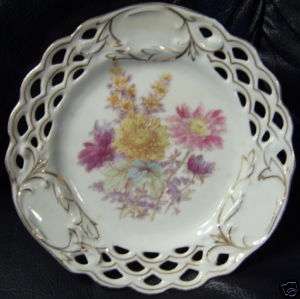 Old VICTORIA Porcelain Plate Gold Trim Floral AUSTRIA  