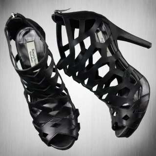 NIB~VERA WANG Black Davinci Peep Toe Platform High Heel  