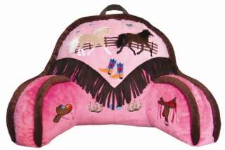 Kids Pink Western Lounge Pillow Cowgirl Horse Ride Backrest Reading 