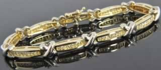 Two Tone 14K Yellow & White Gold .60 CT Diamond X Link Chain Bracelet 