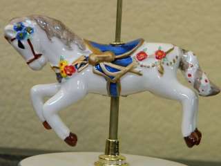 New Mr. Christmas Blue Musical Carousel Horse Animated Porcelian Music 
