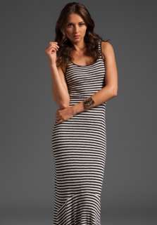 SPRING & CLIFTON Hayward Maxi Tank Dress in Black/White Stripe at 