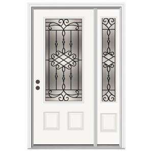   Right Hand 3/4 Lite Steel Entry Door with 12 in. Sidelite on Right