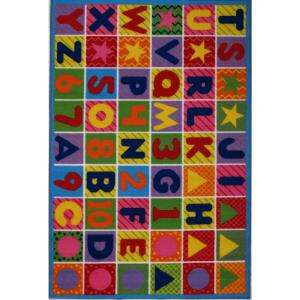 LA Rug Inc. Fun Time Numbers & Letters Multi Colored 8 ft. x 11 ft 