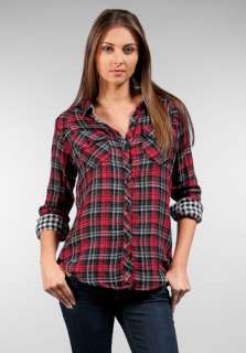 RAILS Kendra Gauze Plaid Shirt in Red/Black  