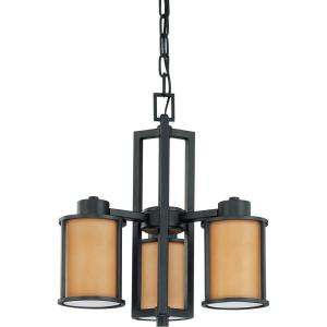 Glomar Odeon 3 Light Convertible Up/Down Chandelier w/ Parchment Glass 