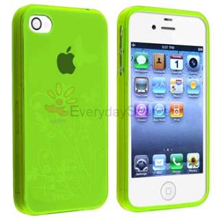 Green Flower TPU Rubber Case Skin+Privacy Filter Protector For Apple 