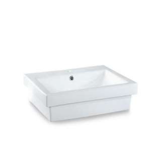 Xylem Semi Recessed Rectangular Vitreous China Vessel Sink in White 