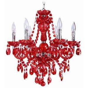 Roxy Lighting Concerto 6 Light Hanging Red and Chrome Chandelier Light 
