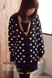 Japanese Fashion Dot pattern Knitted Coat Jacket Winter  