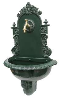 Wandbrunnen ALU Guss Brunnen im Jugendstil grün 7737  