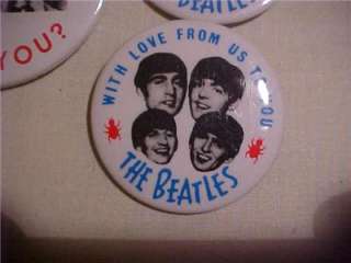 7ctLOT) THE BEATLES 3 inch and 2 inch PINBACK BUTTONS How old?  