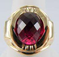 MENS RING ANTIQUE VINTAGE COLLECTIBLE DECO ESTATE RUBY 10K YELLOW GOLD 