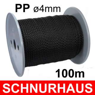 NEU 4mm Flechtleine 100m schwarz Seil Band PPM Tauwerk  