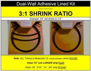BLACK Dual Wall Adhesive Heat Shrink Tubing Kit 31 Ratio 1/8, 3/16, 1 