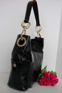 NWT JPK Paris Lauren Patent Leather Black Bucket Bag Handbag c/ Chunky 