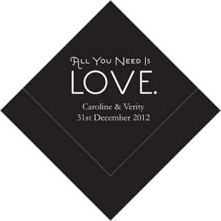100 LOVE Design Personalized Wedding Cocktail Napkins  
