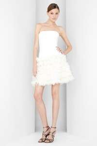 NEW BCBG White Strapless Mesh Embellished Dress 2 $798  