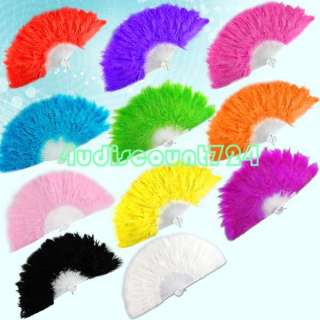 11 COLORS FLUFFY FEATHER HAND FAN FOR STAGE COSTUME PARTY  