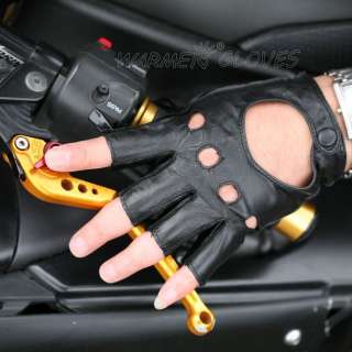 New Mens REAL LEATHER unlined fingerless driving gloves  