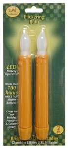 Battery Candlestick Mustard Flicker LED Candlestick S/2  