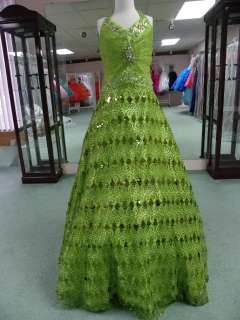 SUGAR 4707 lime size 14 GIRLS NATIONAL PAGEANT DRESS WINNING SEQUIN 