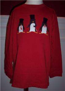 Janie Jack Penguin Shirt Top Winter Cheer Boys Red New  