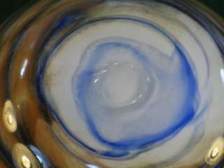 MICHEAL NOUROT CASED RUST & BLUE ART GLASS VASE  