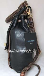 Cynthia Rowley Leather Hair Calf Snake Hobo Backpack Purse Bag Sac 