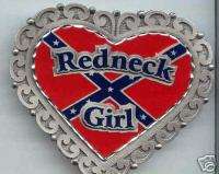 Confederate Flag Redneck Girl Belt Buckle pewter new  