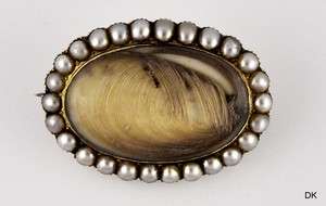   14K Gold & Genuine Pearl Hair Memorial Mourning Pin/Brooch  