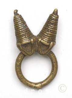  brass ring with two granaries from Dogon Mali Africa 1950s  