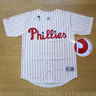 Philadelphia Phillies SEWN Majestic jersey LG W NWT  