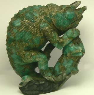 Realistic Carved Jackson Chameleon Sculpture  