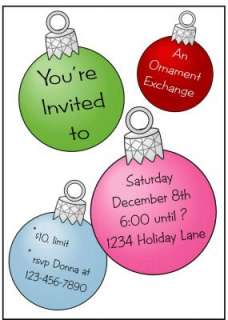 Personalized CHRISTMAS ORNAMENTS Party Invitations  