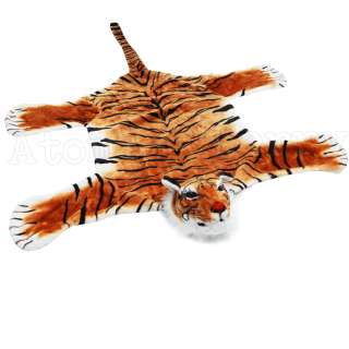 Tiger Floor Rug With Head Kitsch Retro Rockabilly Faux Fur Safari 