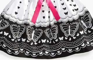   Rare Editions sz 4T White Black BUTTERFLY Dress Easter Birthday Party