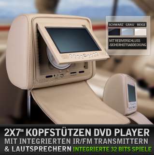 HD702 2x7 Kopfstütze DVD Player Auto LCD Monitor USB/SD car headrest 