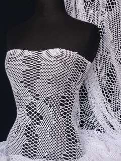 White fishnet / net stretch fabric material Q337 WHT  