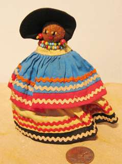 Old Miccosukee Seminole Cloth & Palmetto Fiber Doll  