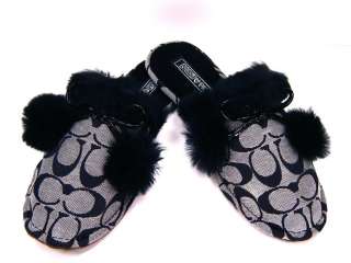   Jayda Signature Fur Slippers House Shoes Gift Black & White 5  