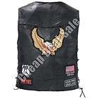 Mens Motorcycle Vest Black Leather American Eagle Rider