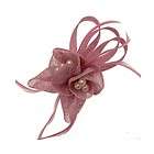 New   Dusky Pink Feather & Pearl Bead Corsage Fascinator   Hair Clip 