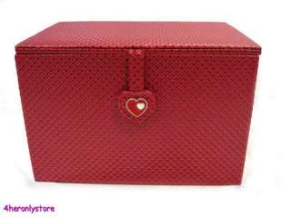 LARGE RED JEWELLERY SEWING STORAGE BOX WIPE CLEAN CHEST FREE P&P 