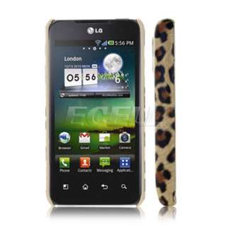 BROWN LEOPARD ANIMAL SKIN PRINT LEATHER BACK CASE COVER FOR LG OPTIMUS 