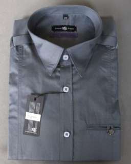 Mens Shirt STONE ROSE LED Charcoal Purple Rivet Collection Button up 