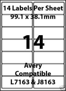   Avery J8163 Compatible Inkjet/Laser Labels   20 Sheets