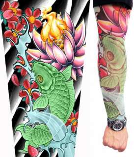 Japanese Koi Fish Punk Gothic Rock Fake Tattoo Sleeve Arm Stockings 