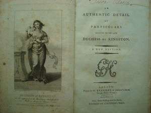 AN AUTHENTIC DETAILDUCHESS OF KINGSTON LONDON 1788  